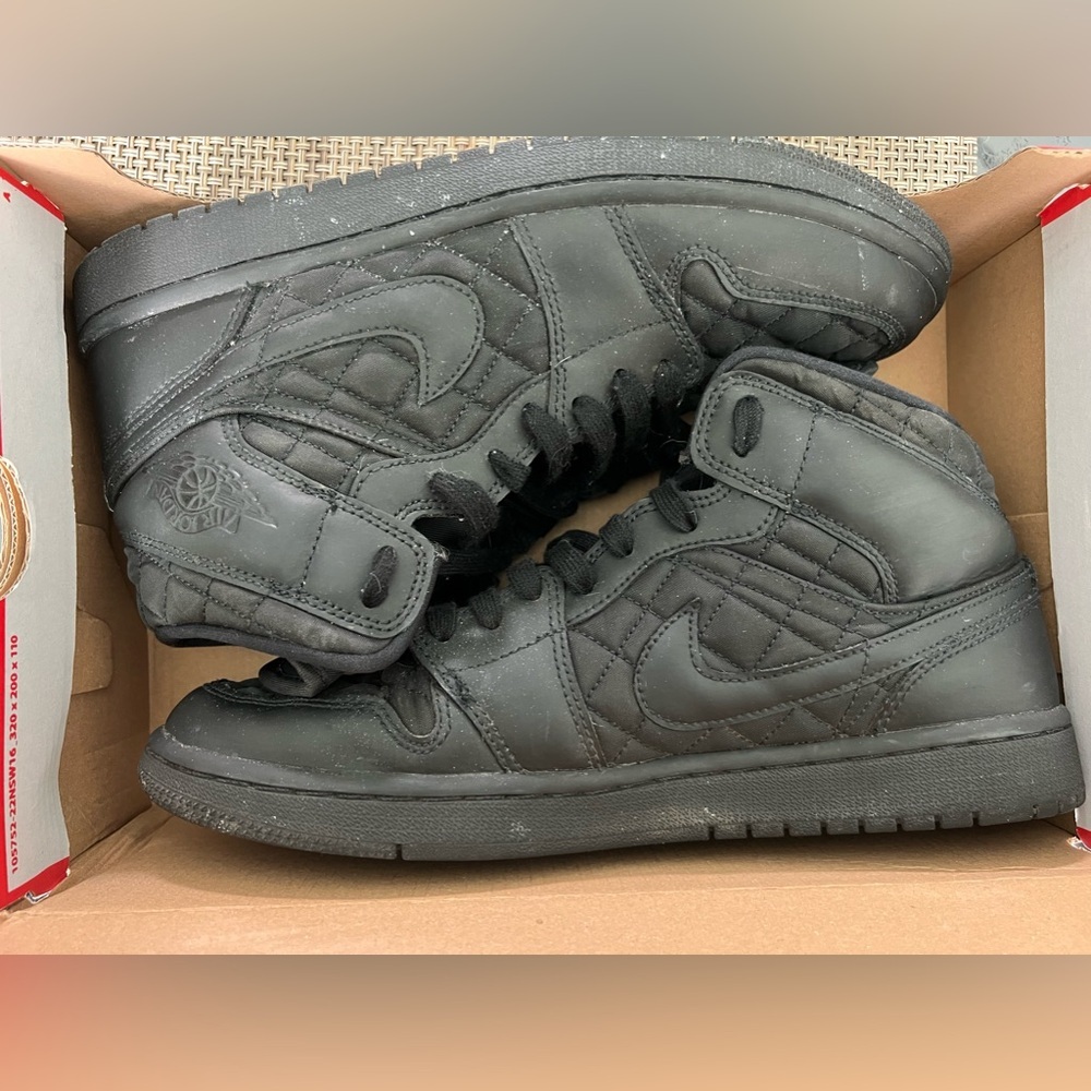 Nike Air Jordan 1 Mid SE Retro Quilted Black size 11w 9.5m - Picture 7 of 9